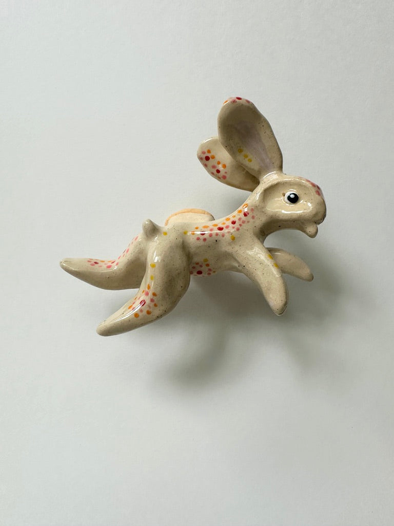 Flying Rabbit Red Dots - porcelain