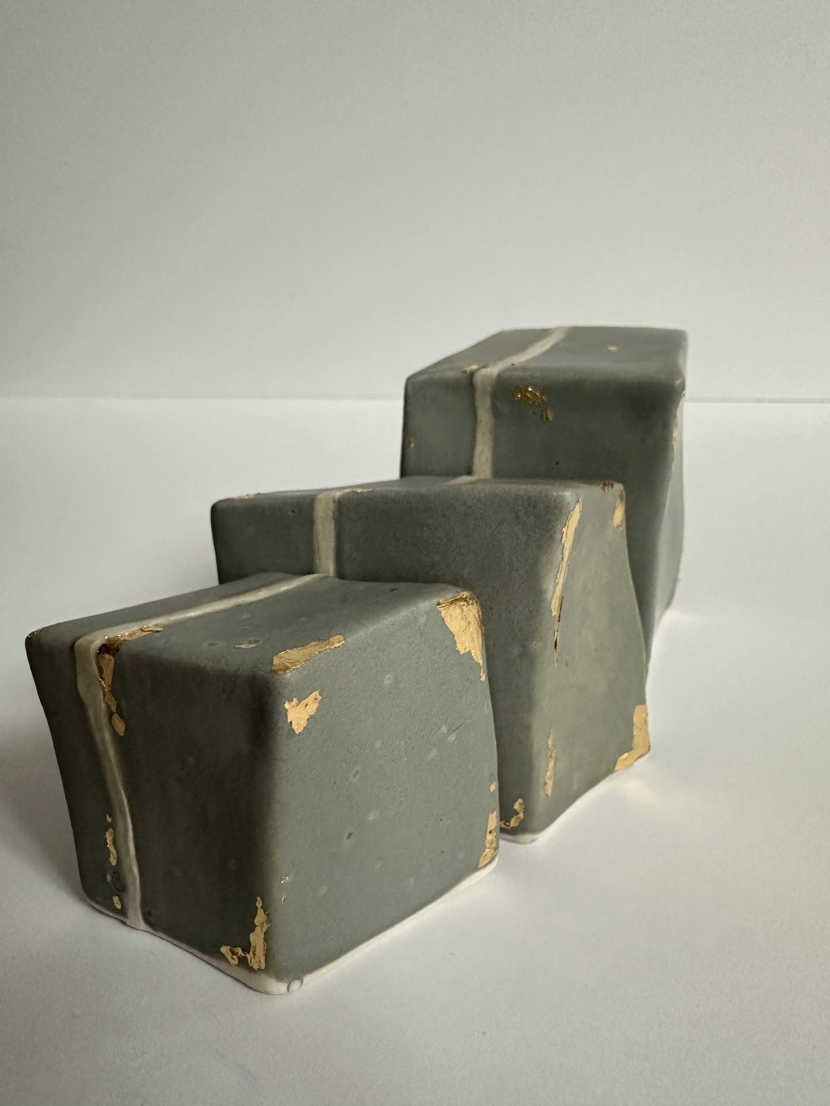 SOLD - Cube Sculptures: Matte Grays (3pc)