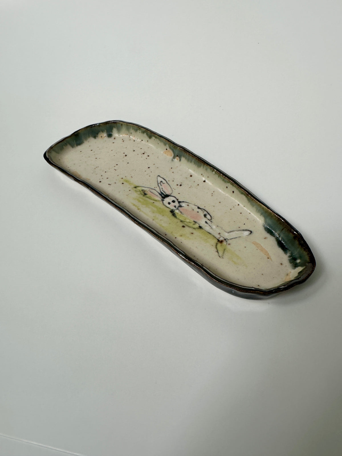 Jewellery Plate - Green Rabbit