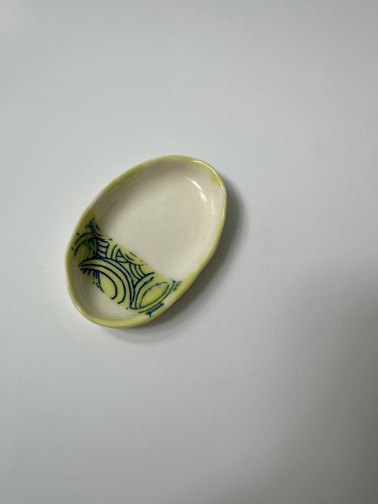 Green wave stripe - porcelain