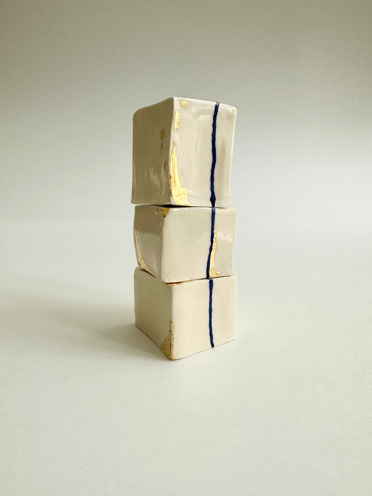 SOLD - Cube Sculptures: Golden-Green (3pc)