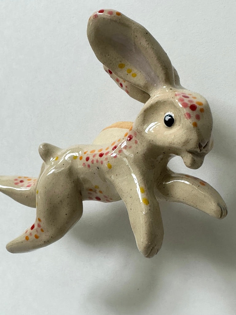Flying Rabbit Red Dots - porcelain