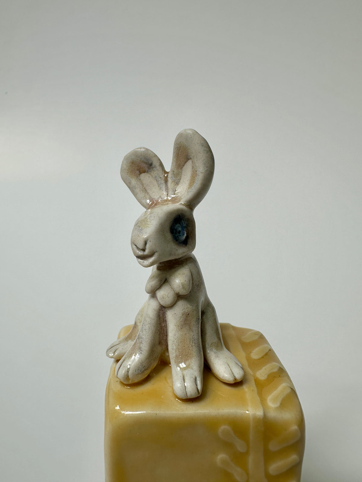 Rabbit on yellow box -wall hanging