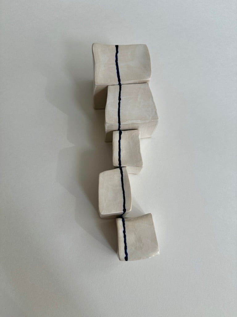 SOLD - Cube Sculptures: White Wash Blues (5pc)