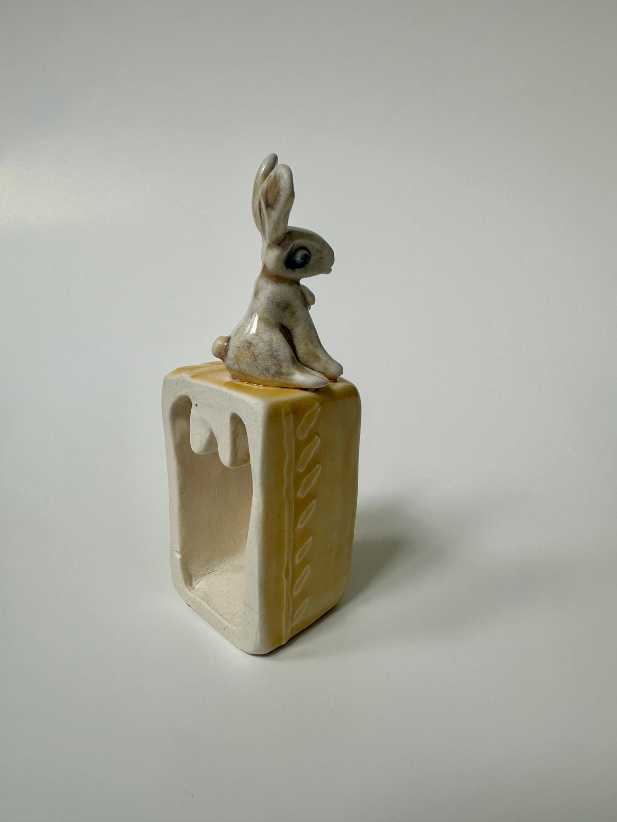 Rabbit on yellow box -wall hanging