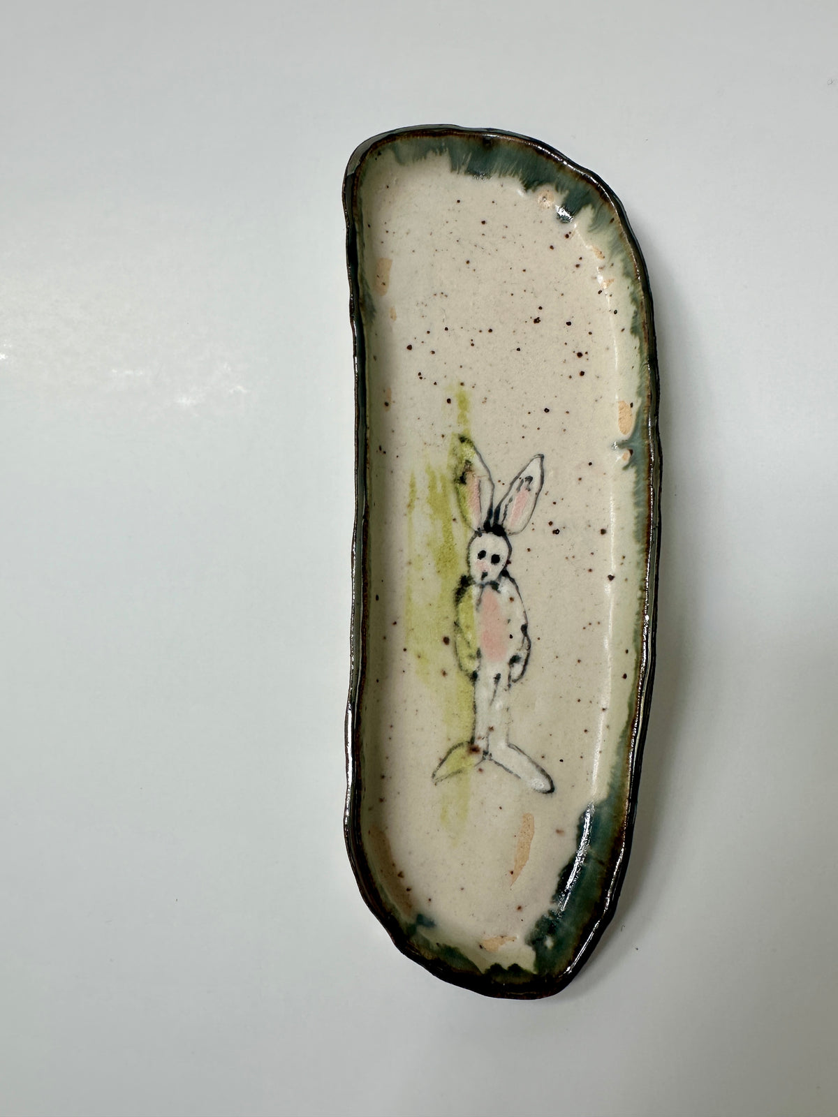 Jewellery Plate - Green Rabbit