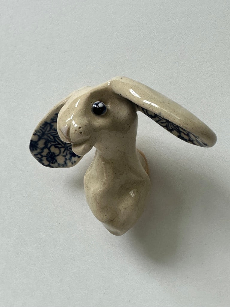Rabbit with flower ears - porcelain