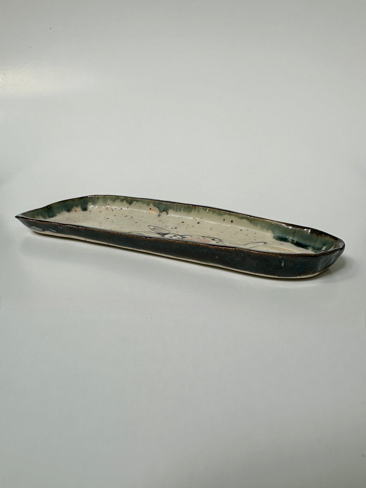 Jewellery Plate - Green Rabbit