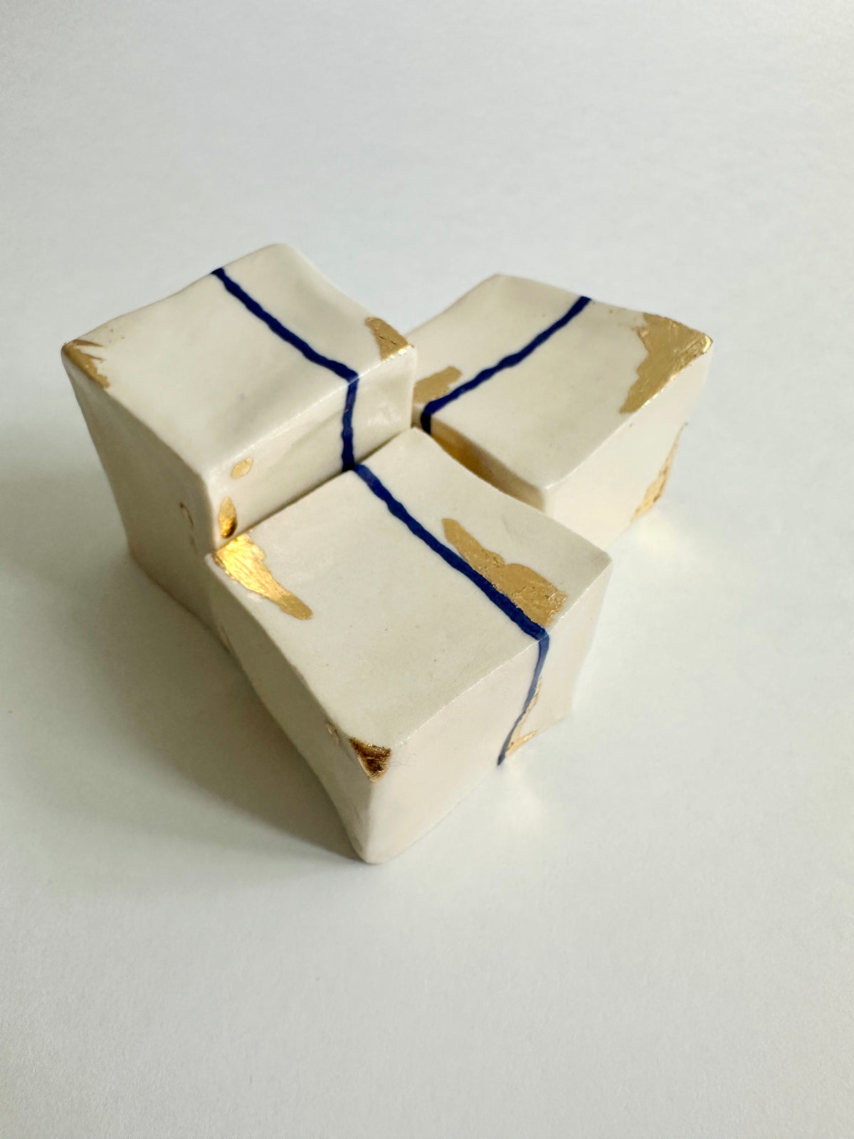 SOLD - Cube Sculptures: Golden-Green (3pc)