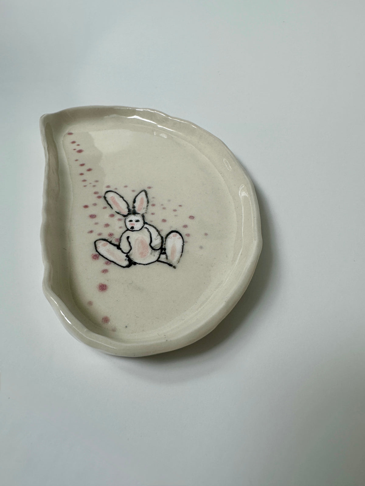 Rabbit Pink dots - porcelain