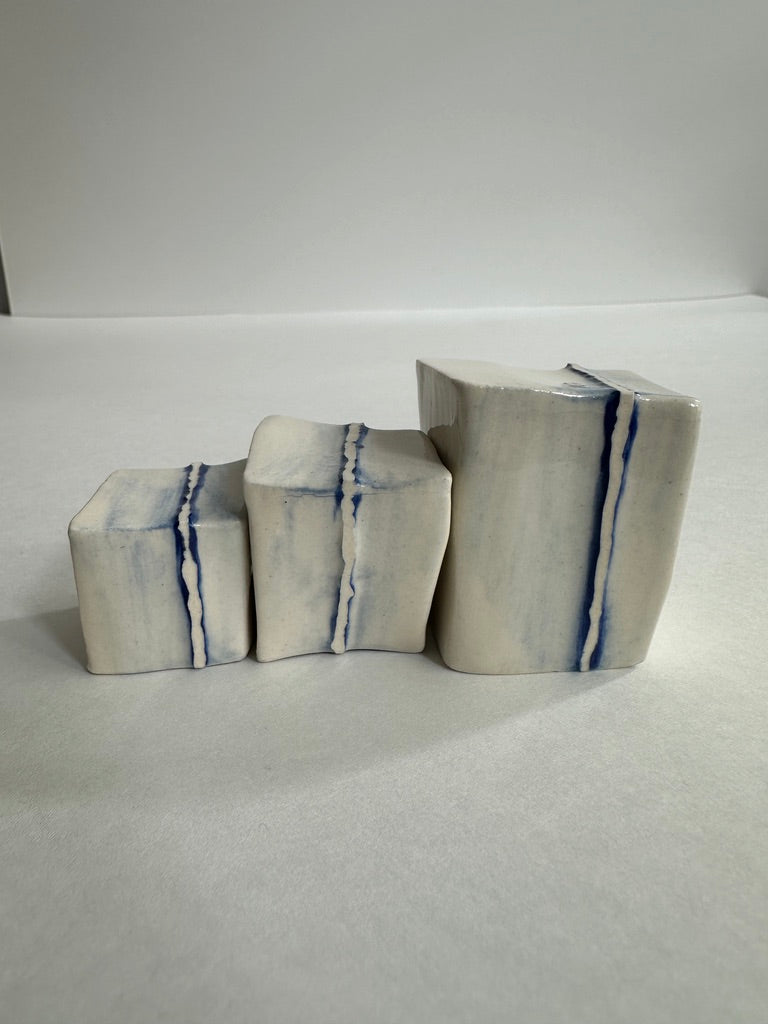 SOLD - Cube Sculptures: Raised Blue (3pc)