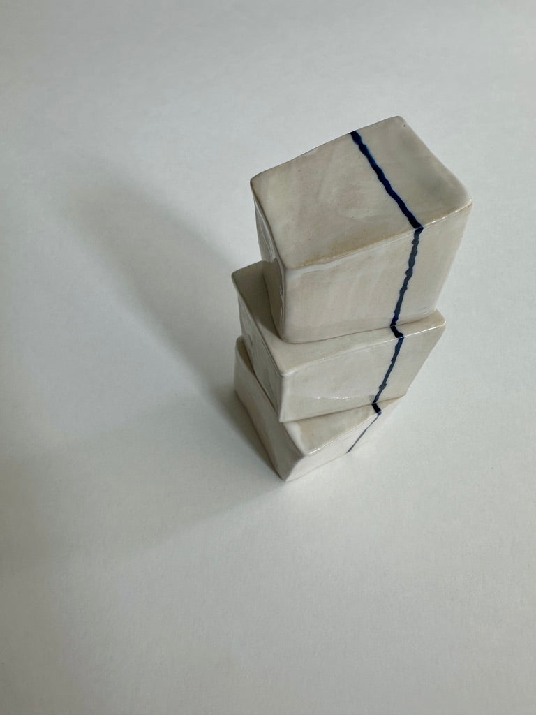 SOLD - Cube Sculptures: White Wash Marigold (3pc)
