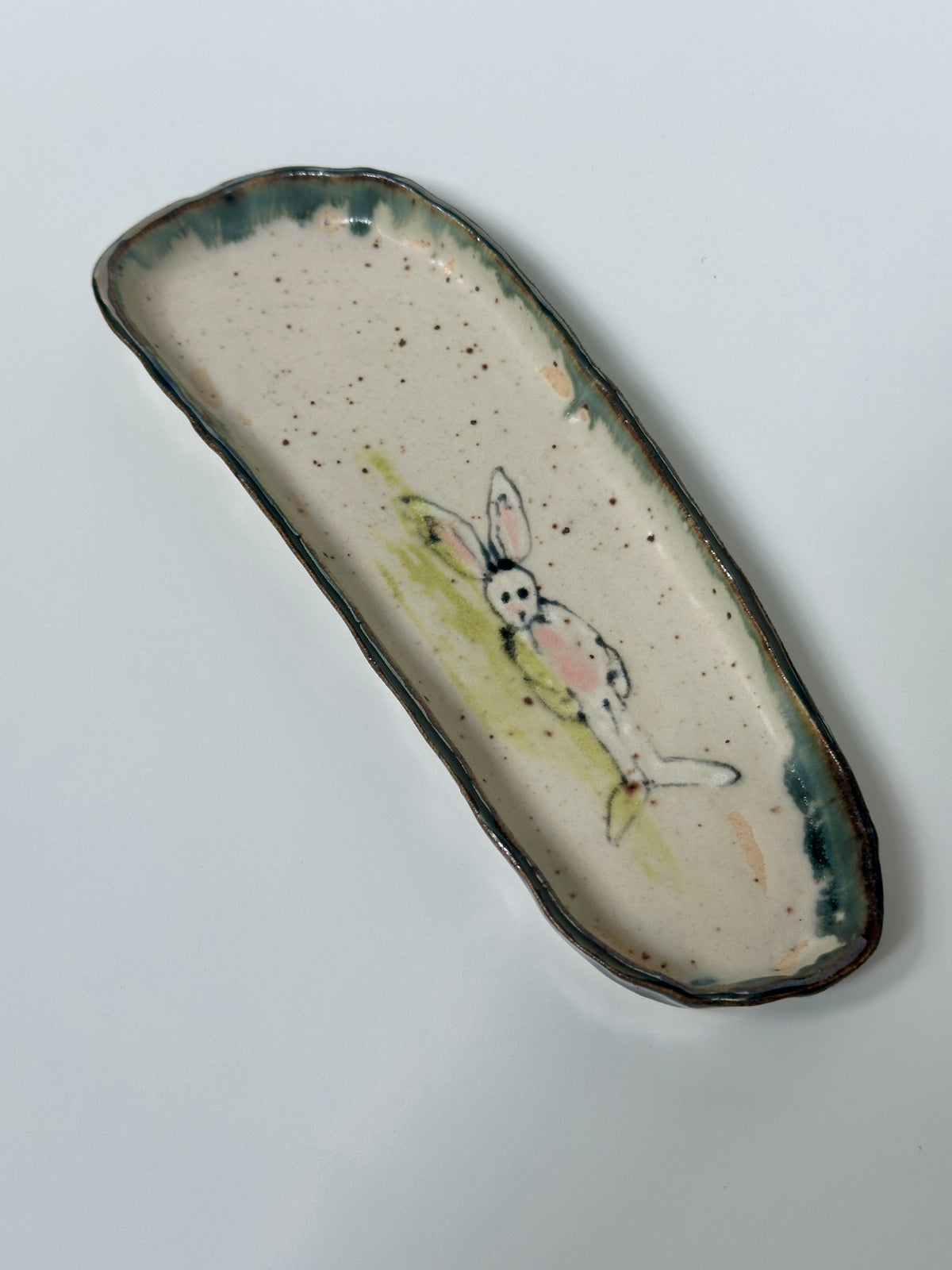 Jewellery Plate - Green Rabbit