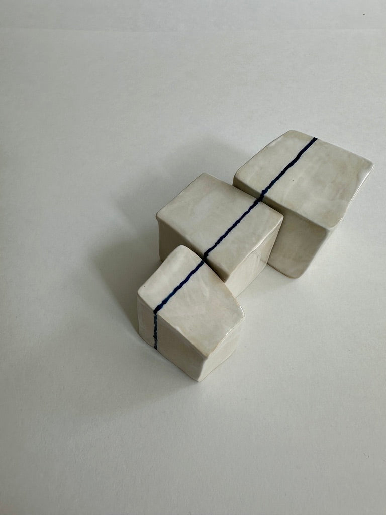 SOLD - Cube Sculptures: White Wash Marigold (3pc)