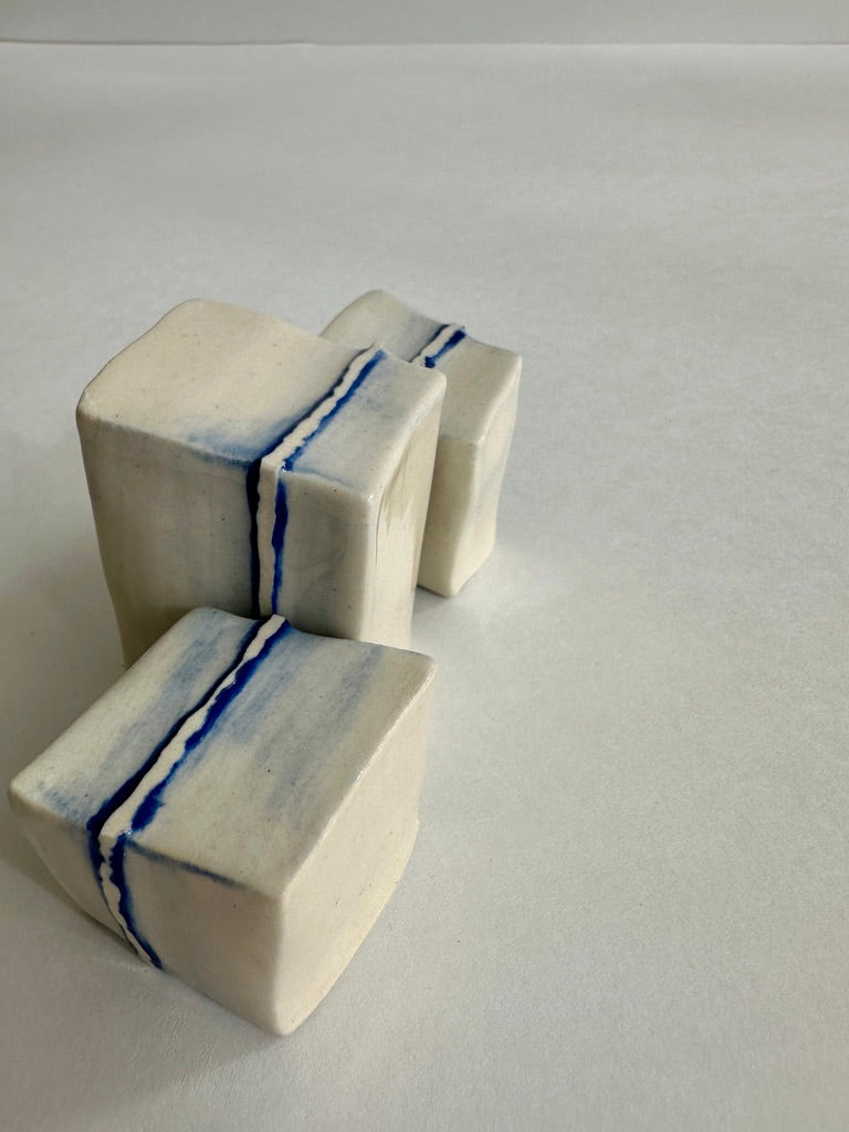 SOLD - Cube Sculptures: Raised Blue (3pc)