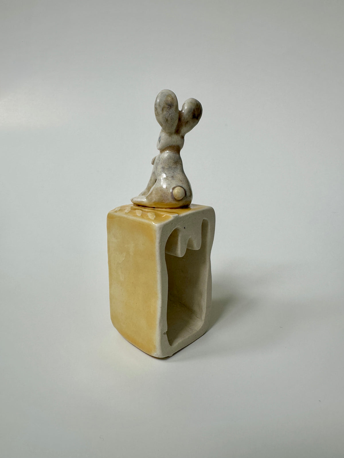 Rabbit on yellow box -wall hanging
