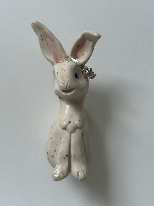 White Speckle Rabbit - stoneware