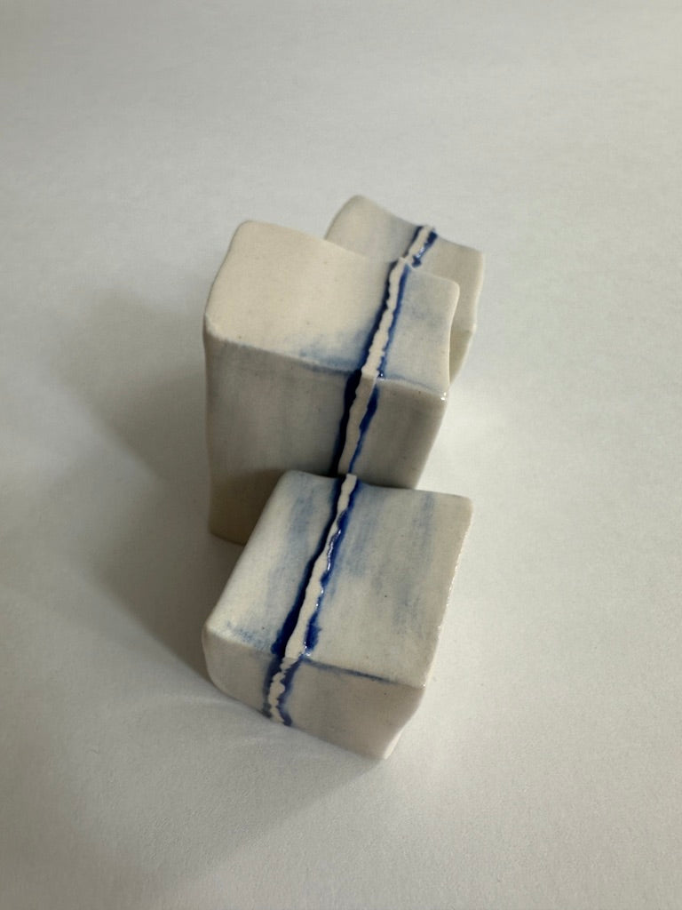 SOLD - Cube Sculptures: Raised Blue (3pc)