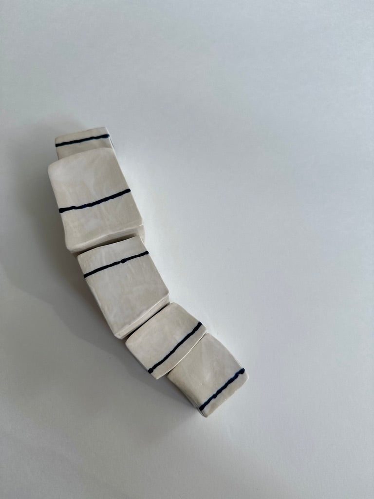 SOLD - Cube Sculptures: White Wash Blues (5pc)
