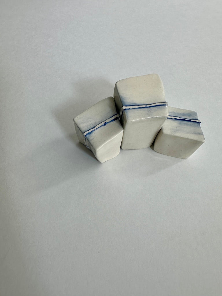 SOLD - Cube Sculptures: Raised Blue (3pc)