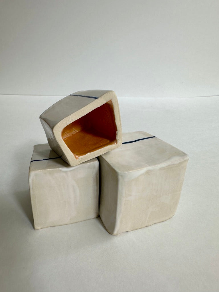 SOLD - Cube Sculptures: White Wash Marigold (3pc)