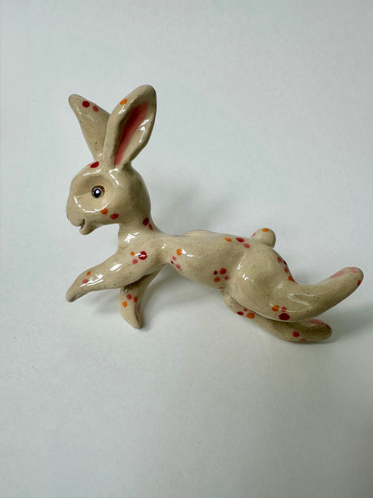 Happy Spotted Flying Bunny - porcelain