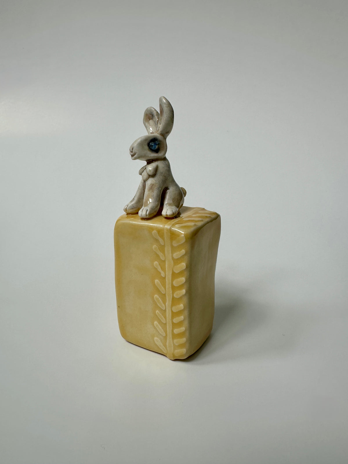 Rabbit on yellow box -wall hanging