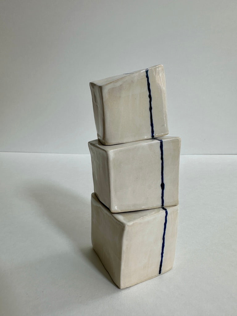 SOLD - Cube Sculptures: White Wash Marigold (3pc)