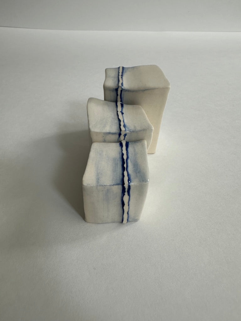 SOLD - Cube Sculptures: Raised Blue (3pc)
