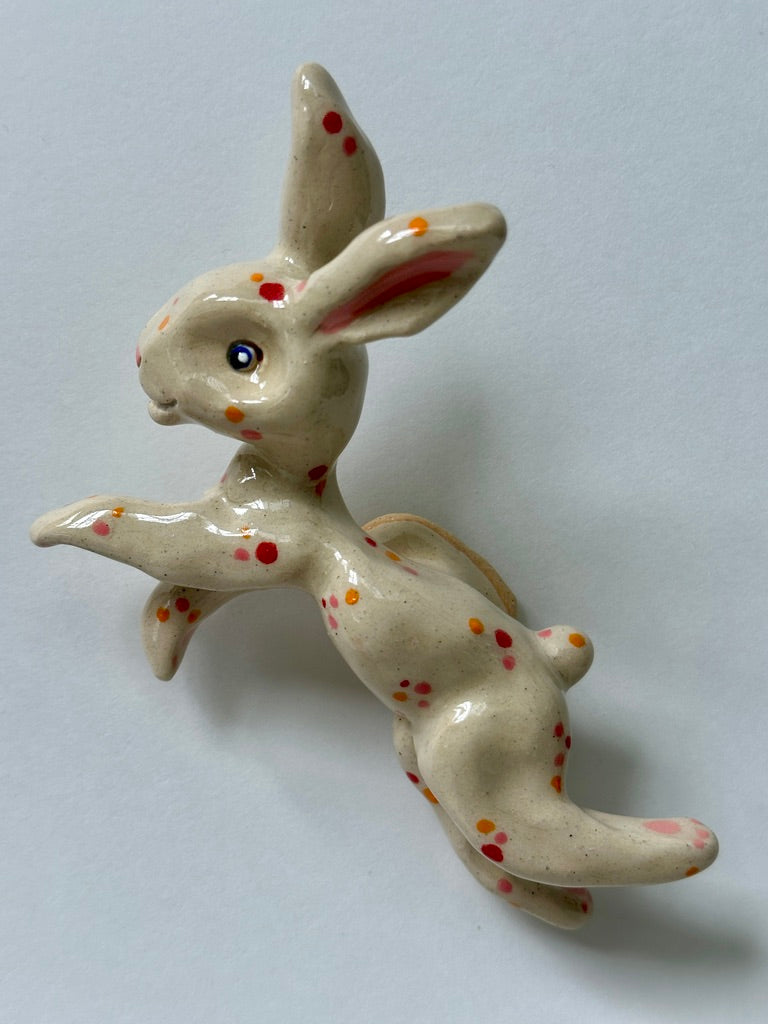 Happy Spotted Flying Bunny - porcelain
