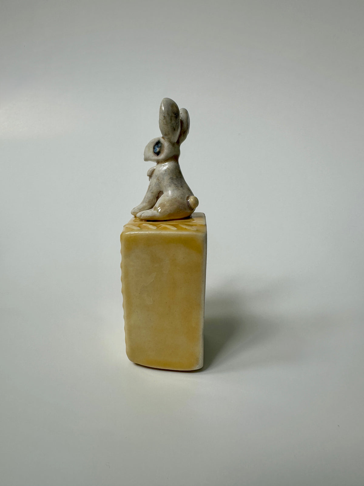 Rabbit on yellow box -wall hanging