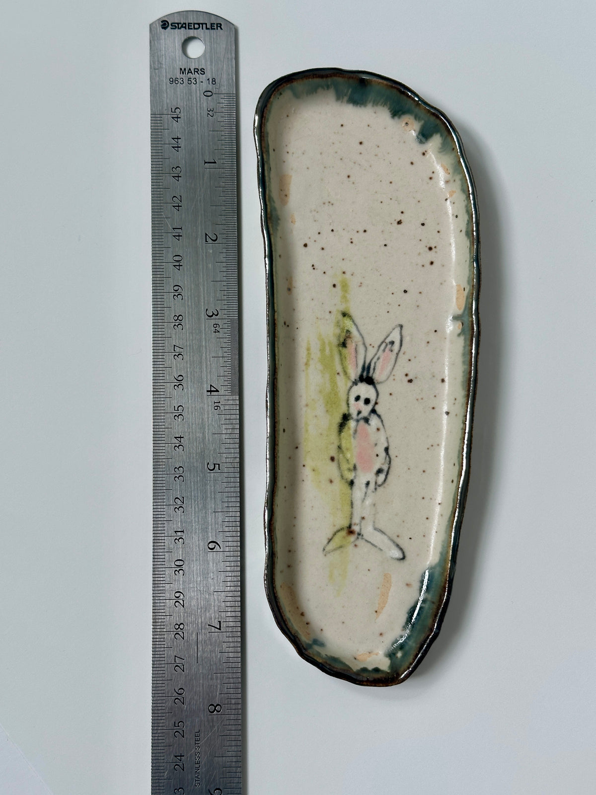 Jewellery Plate - Green Rabbit
