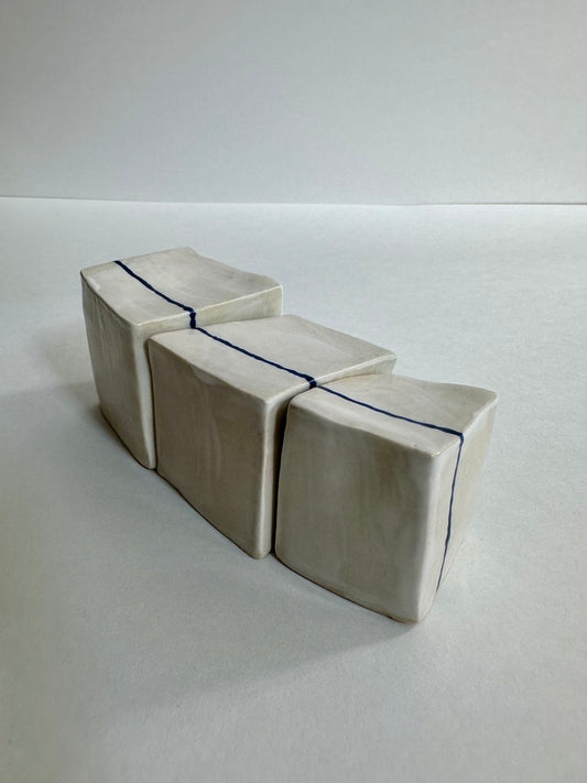 SOLD - Cube Sculptures: White Wash Marigold (3pc)