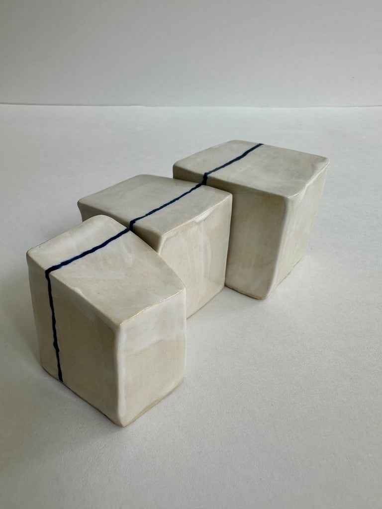 SOLD - Cube Sculptures: White Wash Marigold (3pc)
