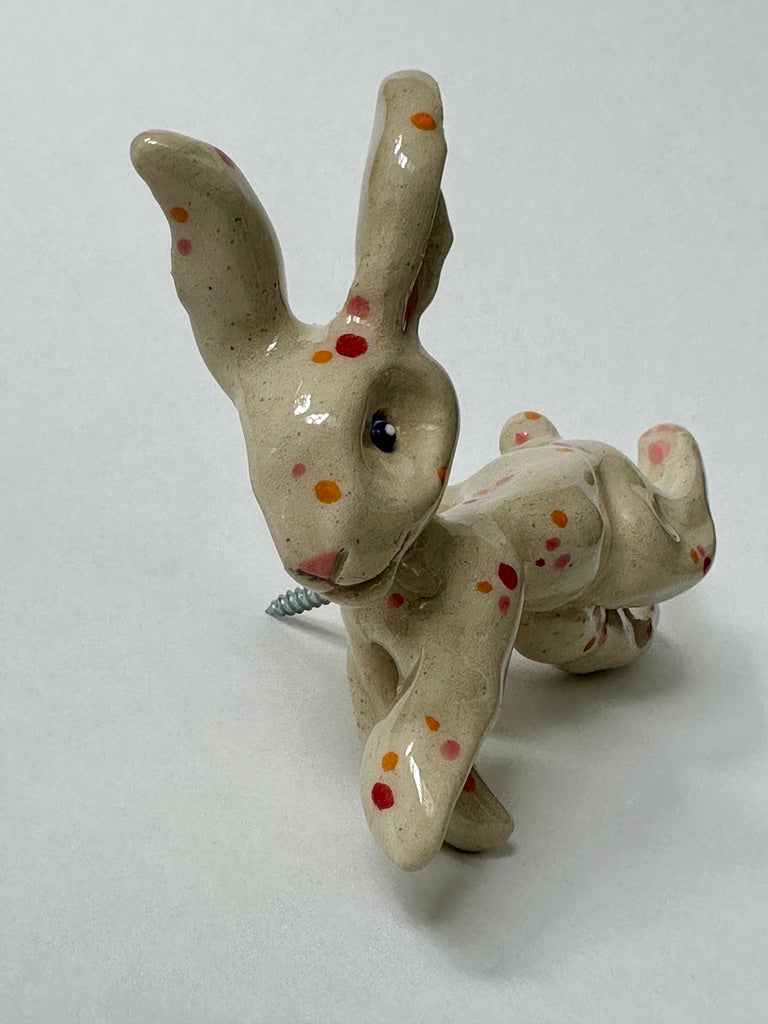 Happy Spotted Flying Bunny - porcelain