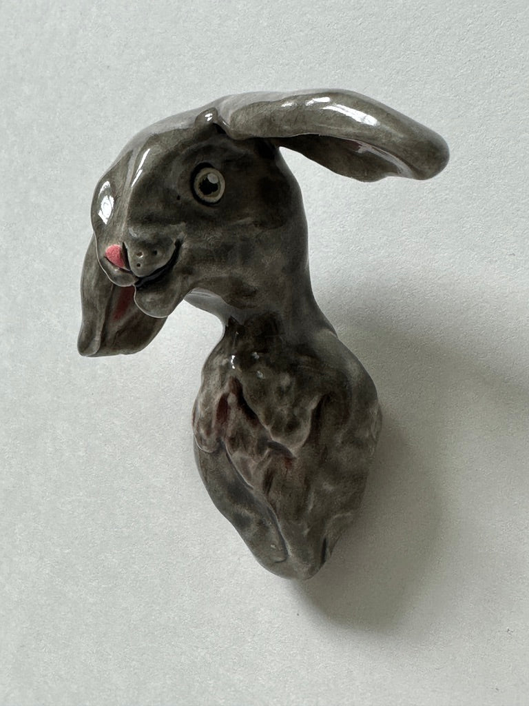 Grey Rabbit with pink nose - porcelain