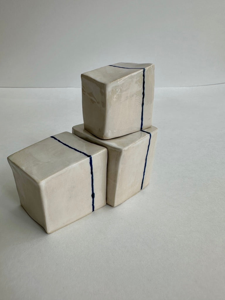 SOLD - Cube Sculptures: White Wash Marigold (3pc)