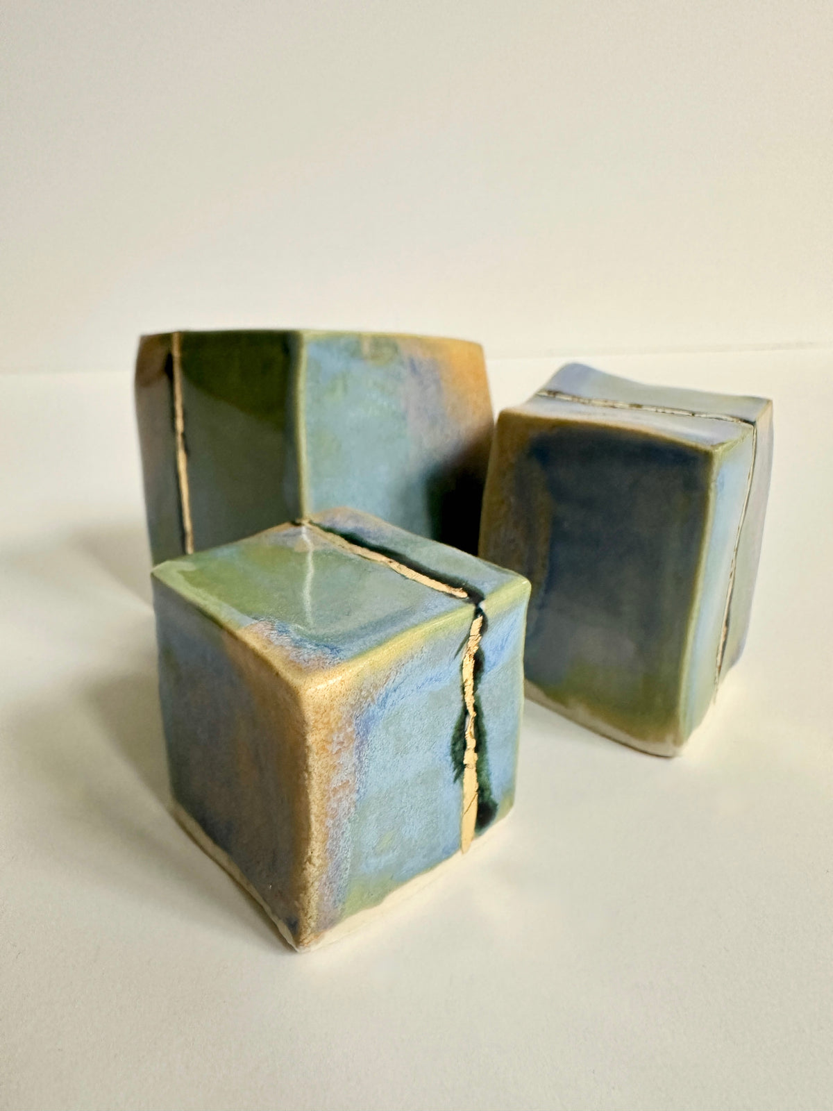SOLD - Cube Sculptures: Rainbow Blue (3pc)