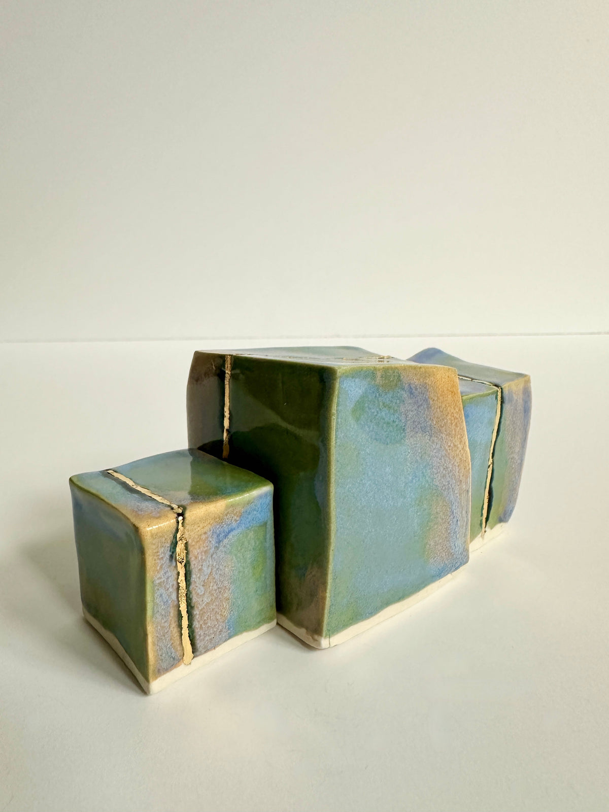 SOLD - Cube Sculptures: Rainbow Blue (3pc)