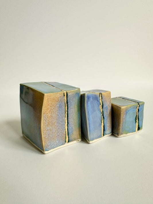 SOLD - Cube Sculptures: Rainbow Blue (3pc)