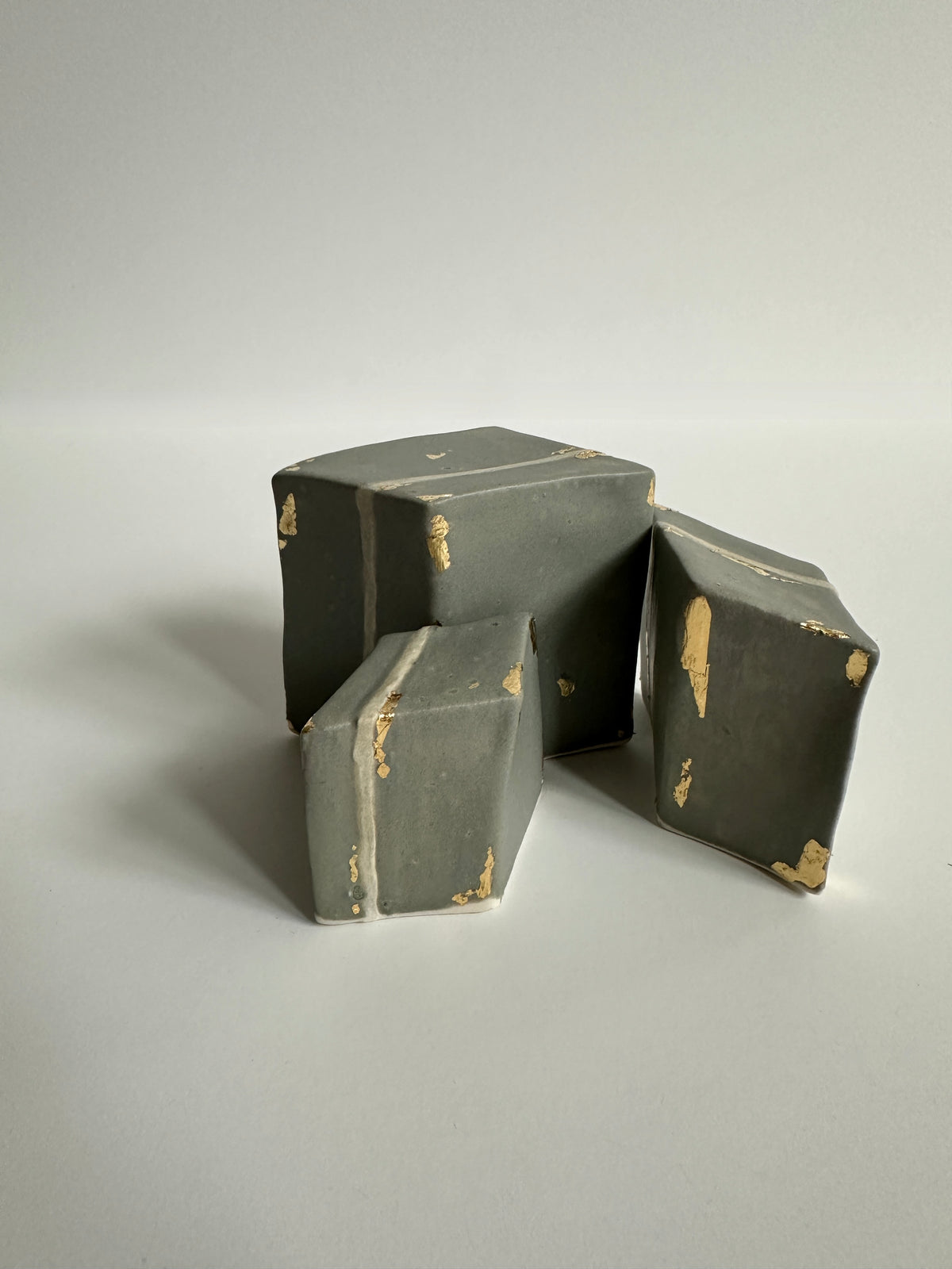 SOLD - Cube Sculptures: Matte Grays (3pc)