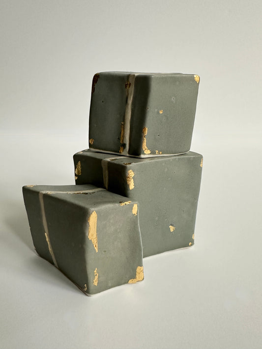 SOLD - Cube Sculptures: Matte Grays (3pc)