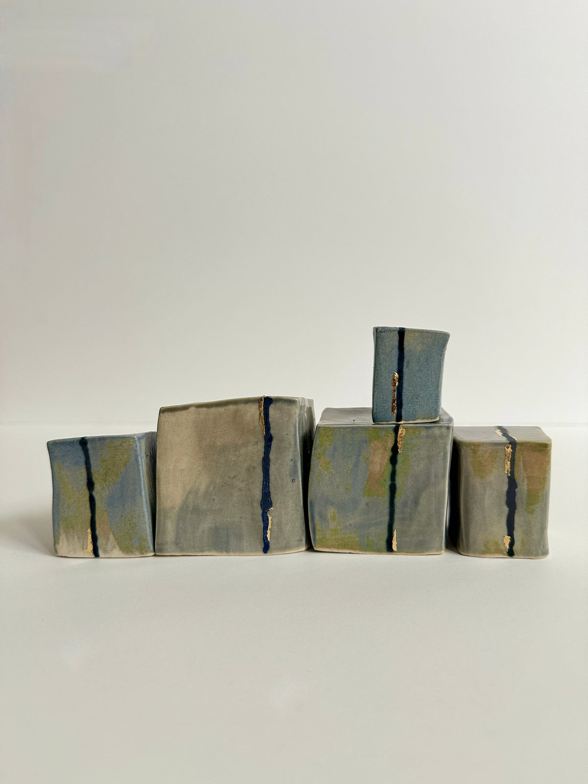 Cube Sculptures: Blue/Grey (5pc)