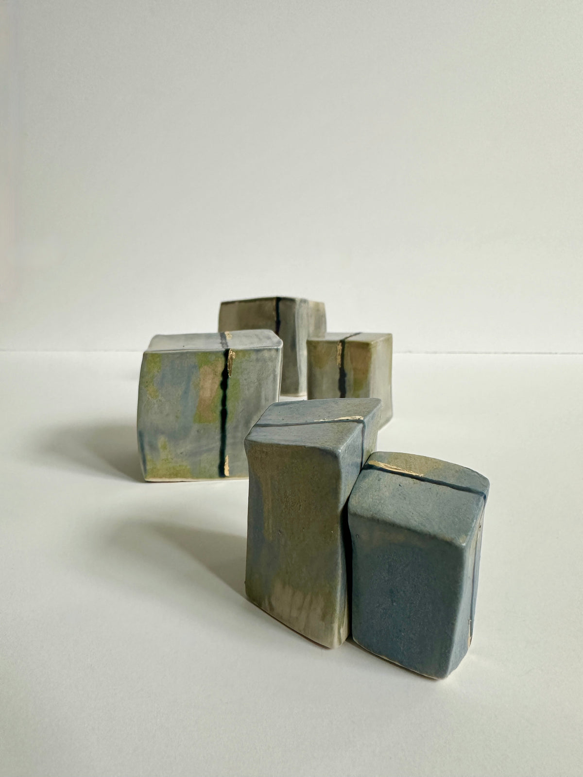 Cube Sculptures: Blue/Grey (5pc)