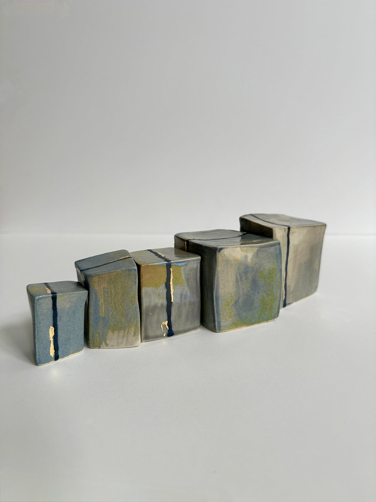 Cube Sculptures: Blue/Grey (5pc)