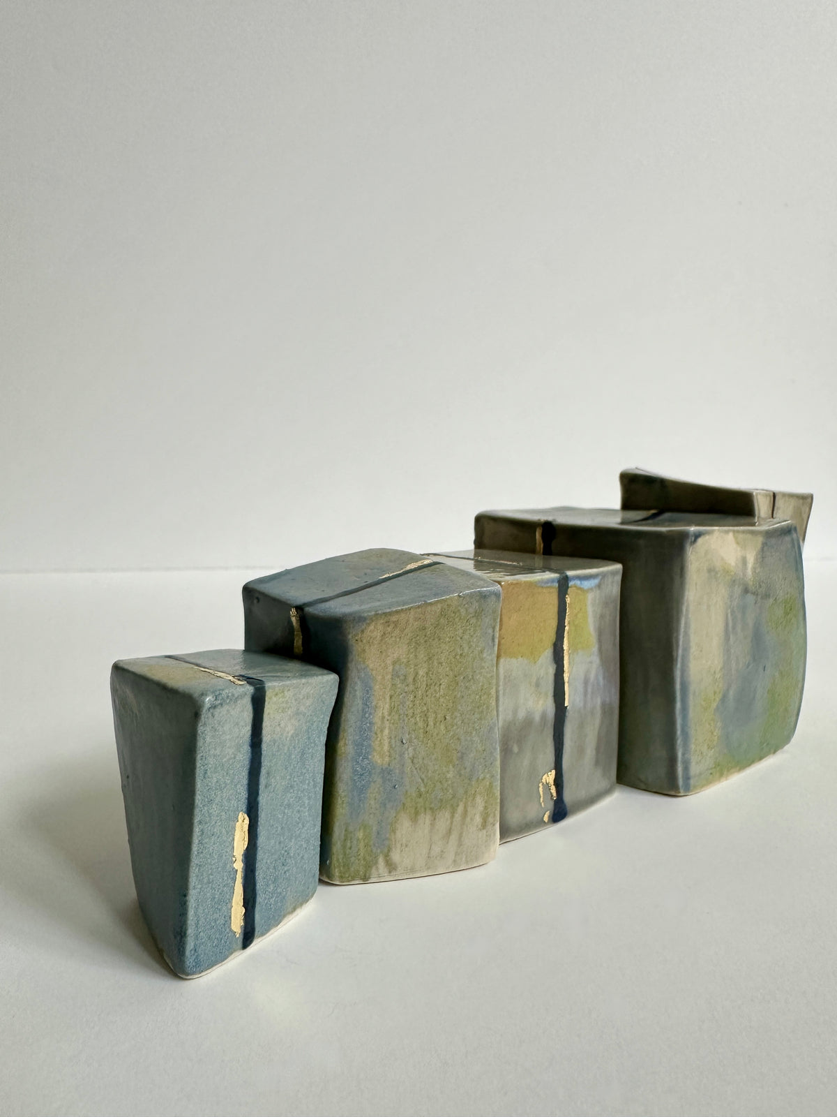 Cube Sculptures: Blue/Grey (5pc)