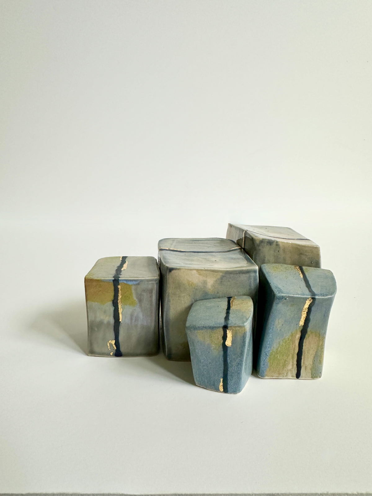 Cube Sculptures: Blue/Grey (5pc)
