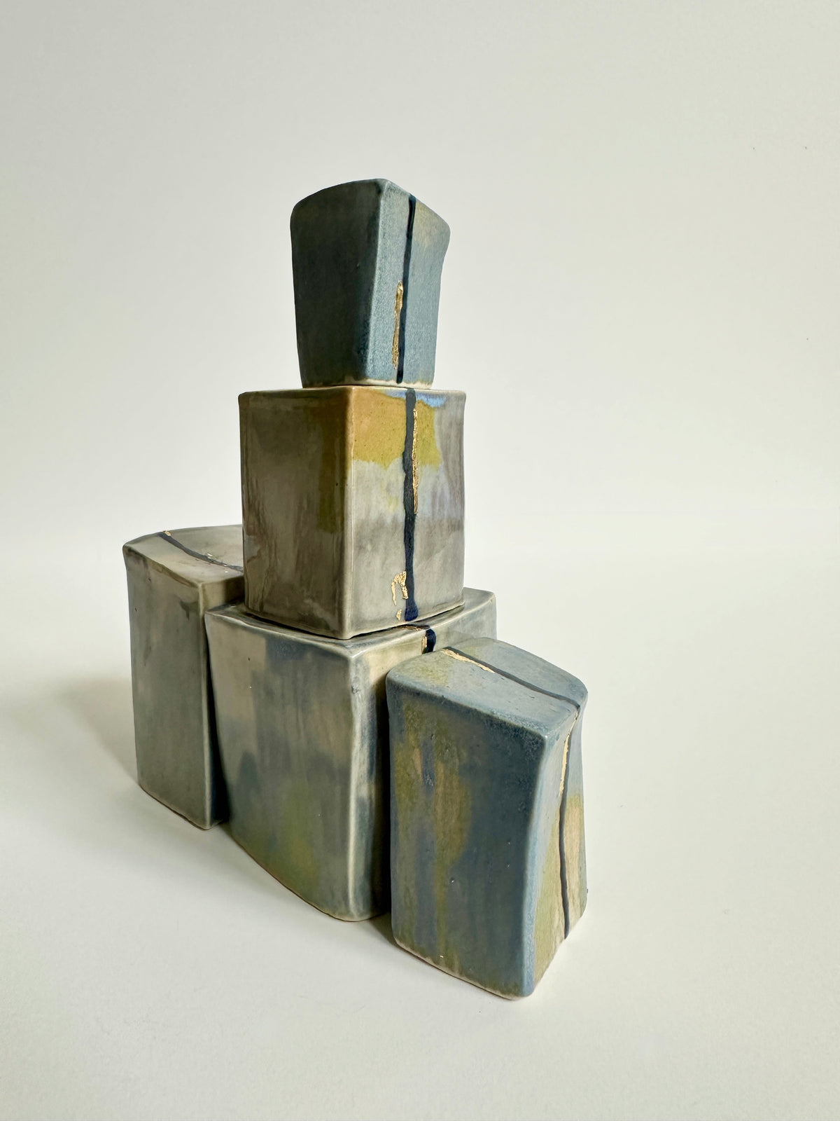 Cube Sculptures: Blue/Grey (5pc)