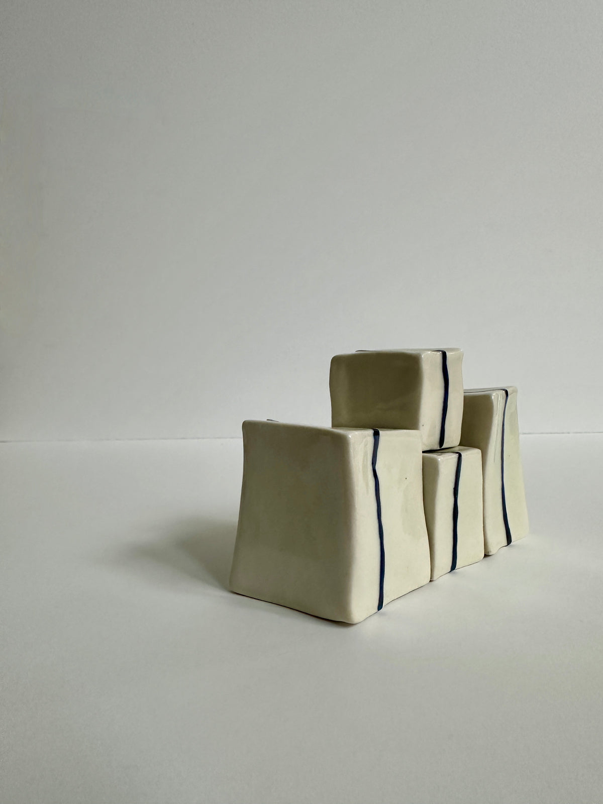 SOLD - Cube Sculptures: Ocean Mist (4pc)