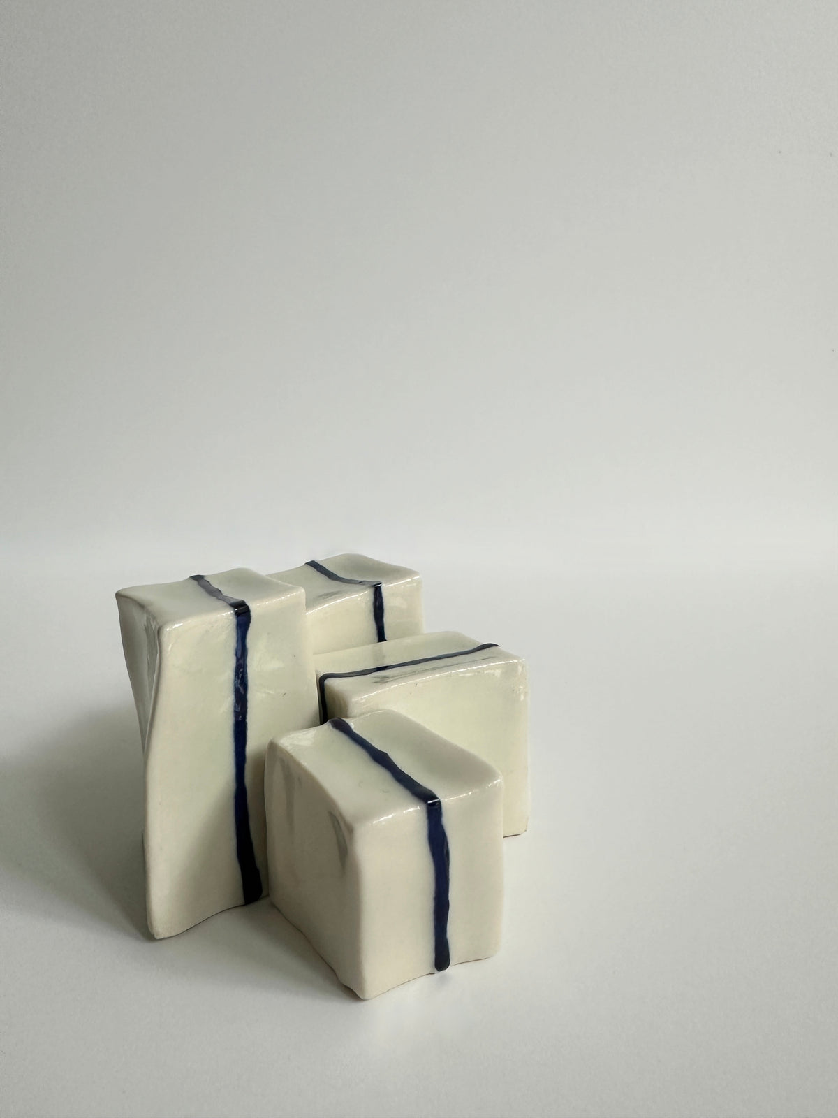 SOLD - Cube Sculptures: Ocean Mist (4pc)